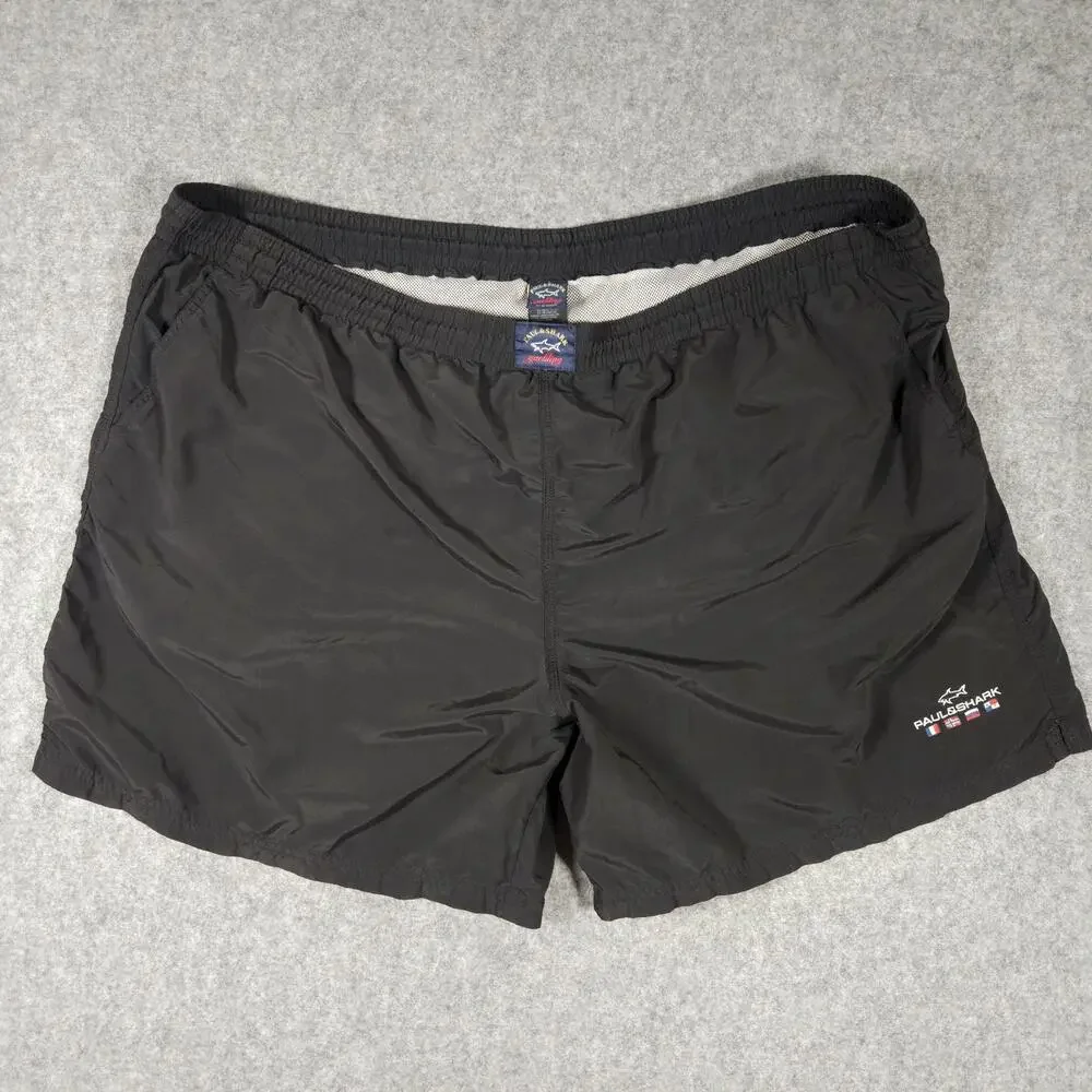 Paul & Shark Yachting Swim Shorts Men 2XL Black Made In Italy Maritime Large